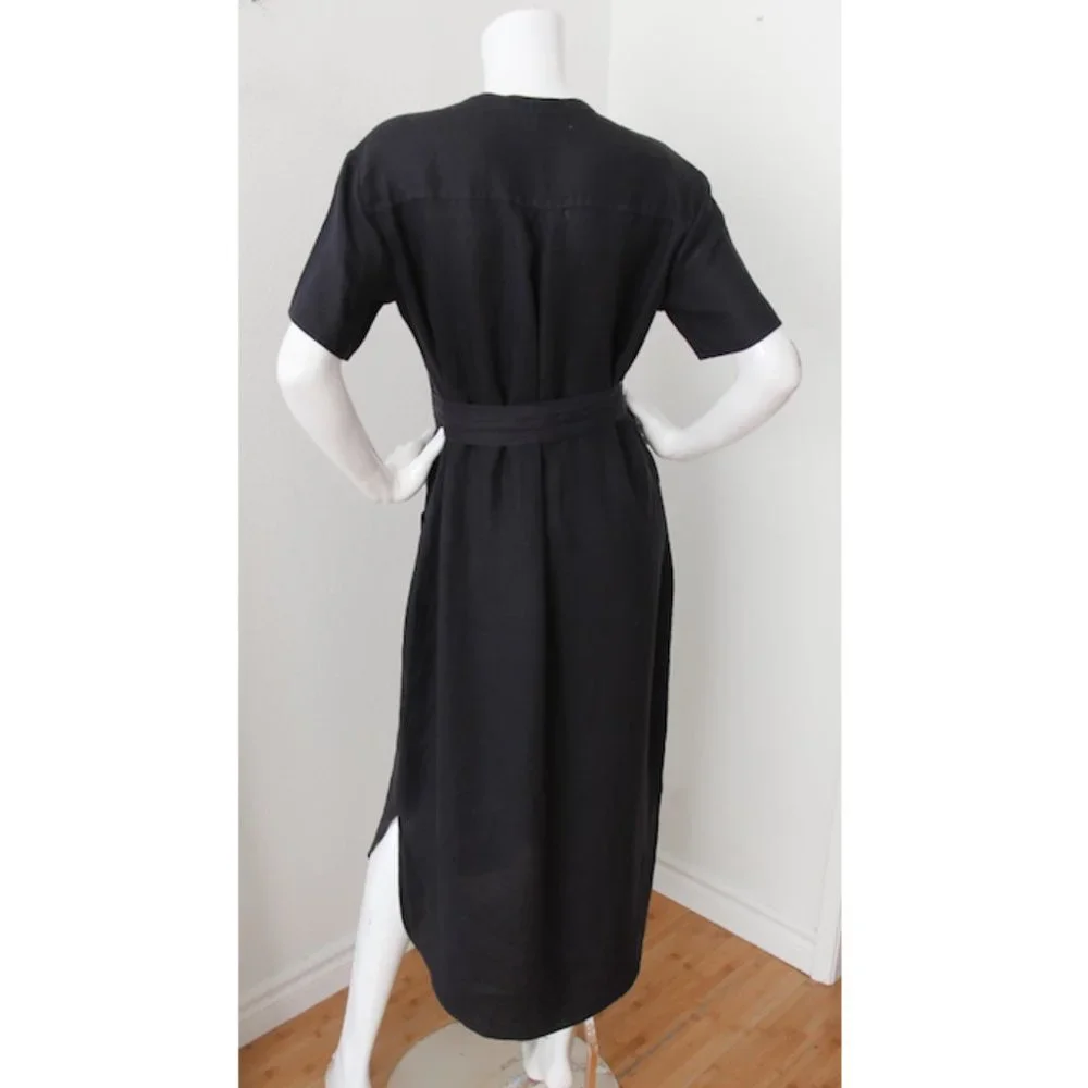 SOLD. James Perse Linen Short Sleeve Midi Shirt Dress Navy - Picture 6 of 7